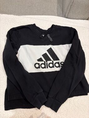adidas Dark Gray Crewneck Sweatshirt with White Logo Tag